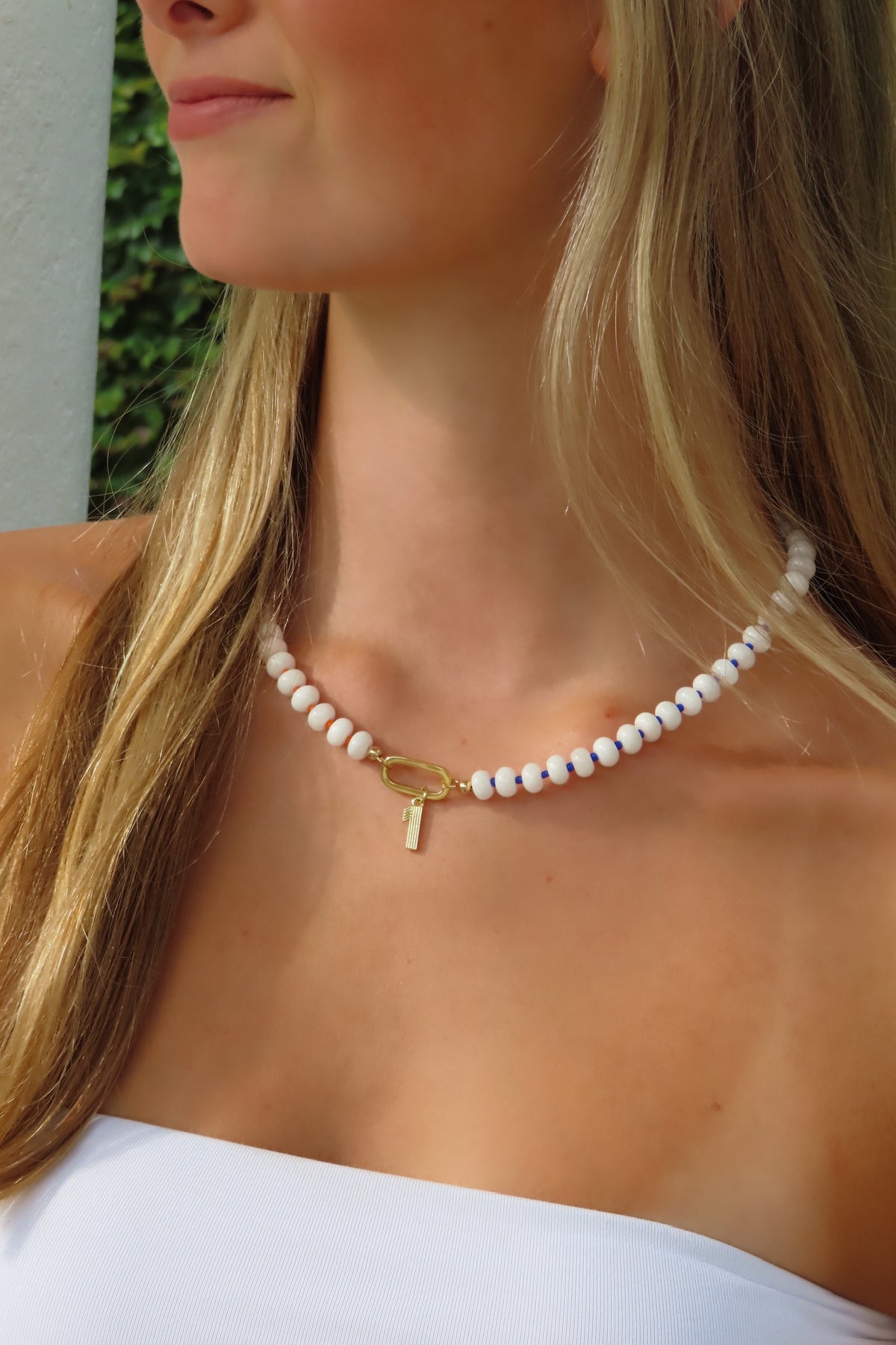 White, Orange & Navy Customizable Necklace